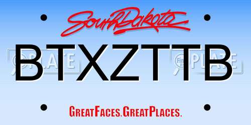 BTXZTTB South Dakota License Plate