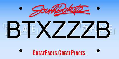 BTXZZZB South Dakota License Plate