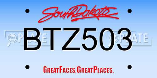 BTZ503 South Dakota License Plate