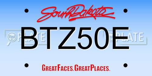 BTZ50E South Dakota License Plate