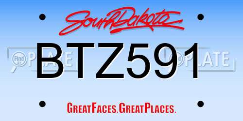 BTZ591 South Dakota License Plate