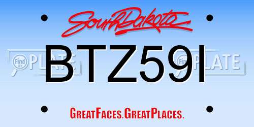 BTZ59I South Dakota License Plate