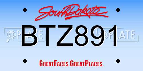 BTZ891 South Dakota License Plate