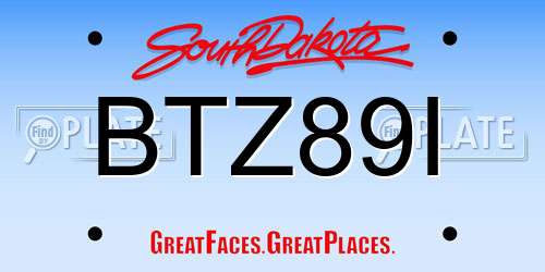 BTZ89I South Dakota License Plate