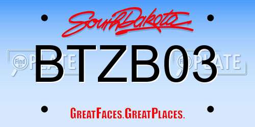 BTZB03 South Dakota License Plate