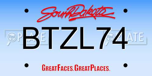 BTZL74 South Dakota License Plate