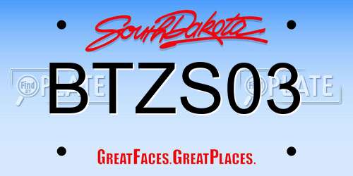 BTZS03 South Dakota License Plate