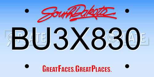 BU3X830 South Dakota License Plate