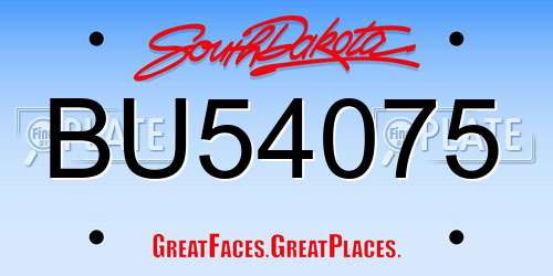 BU54075 South Dakota License Plate