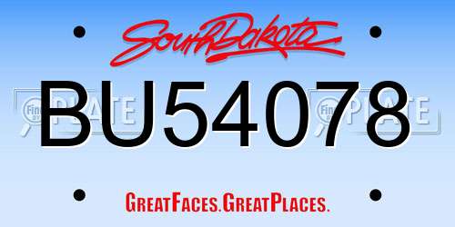BU54078 South Dakota License Plate