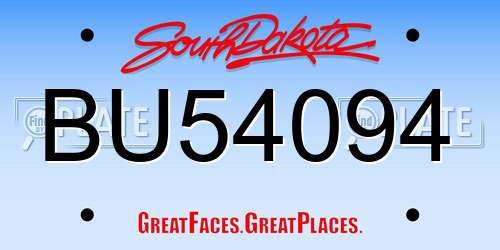BU54094 South Dakota License Plate