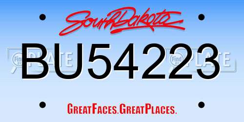 BU54223 South Dakota License Plate