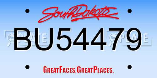 BU54479 South Dakota License Plate