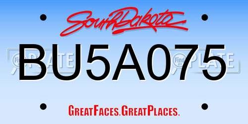 BU5A075 South Dakota License Plate