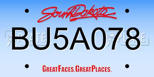 BU5A078 South Dakota License Plate
