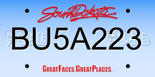 BU5A223 South Dakota License Plate