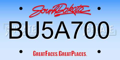 BU5A700 South Dakota License Plate