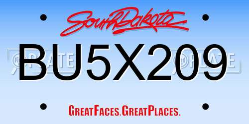 BU5X209 South Dakota License Plate