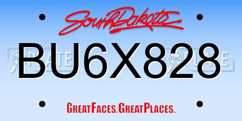 BU6X828 South Dakota License Plate