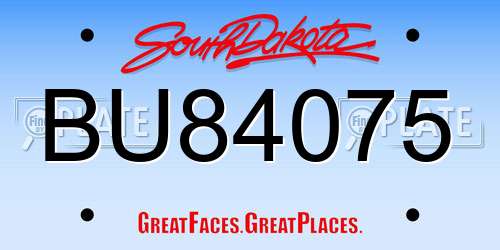 BU84075 South Dakota License Plate