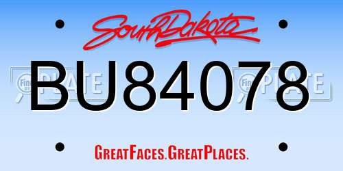BU84078 South Dakota License Plate