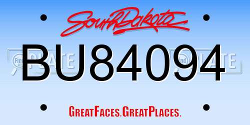 BU84094 South Dakota License Plate