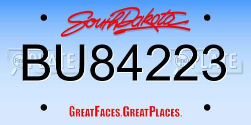BU84223 South Dakota License Plate
