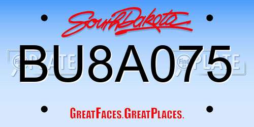 BU8A075 South Dakota License Plate