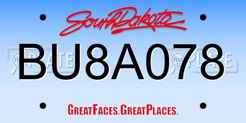 BU8A078 South Dakota License Plate