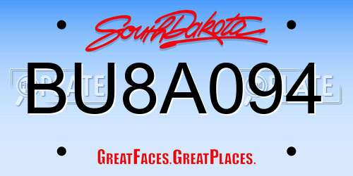 BU8A094 South Dakota License Plate