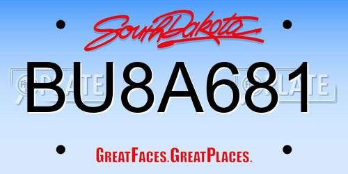 BU8A681 South Dakota License Plate