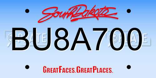 BU8A700 South Dakota License Plate
