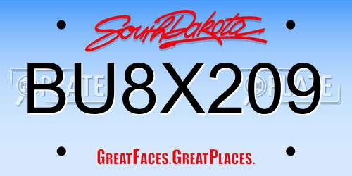 BU8X209 South Dakota License Plate