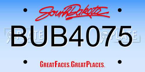 BUB4075 South Dakota License Plate