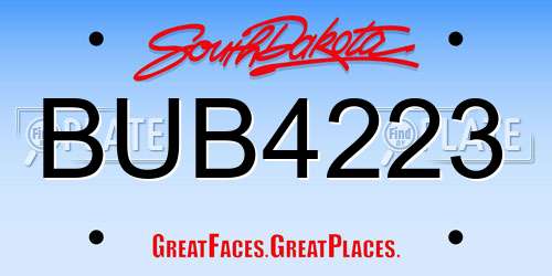 BUB4223 South Dakota License Plate