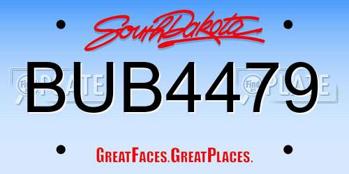 BUB4479 South Dakota License Plate