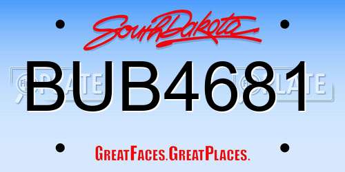 BUB4681 South Dakota License Plate