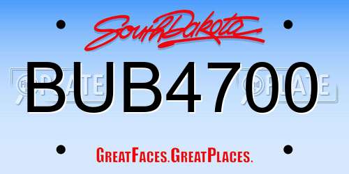 BUB4700 South Dakota License Plate