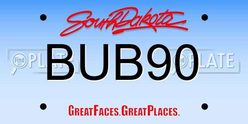 BUB90 South Dakota License Plate