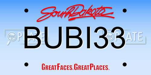 BUBI33 South Dakota License Plate