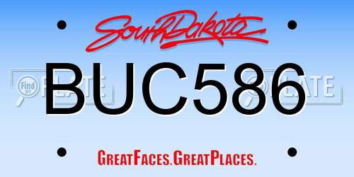 BUC586 South Dakota License Plate