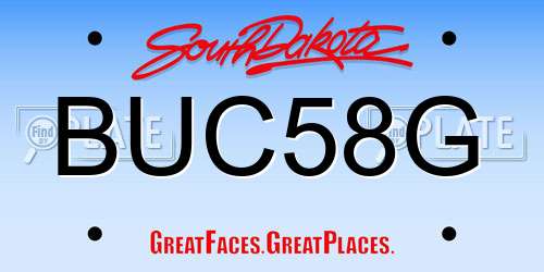 BUC58G South Dakota License Plate