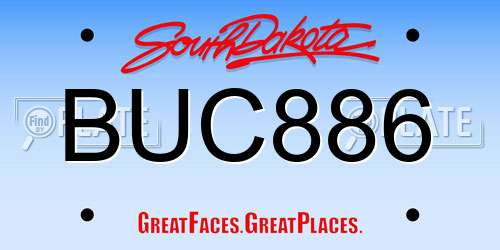 BUC886 South Dakota License Plate