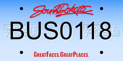 BUS0118 South Dakota License Plate