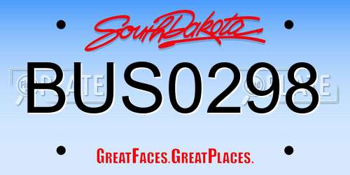 BUS0298 South Dakota License Plate