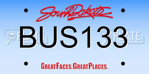 BUS133 South Dakota License Plate