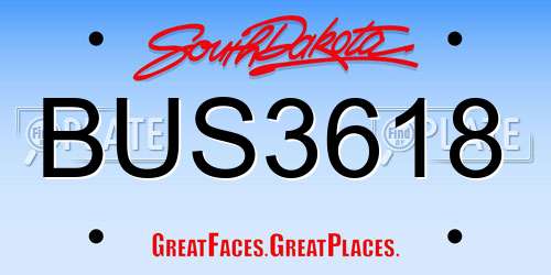 BUS3618 South Dakota License Plate