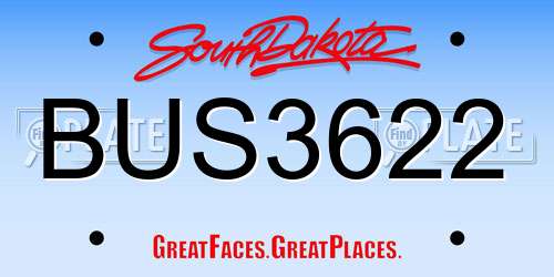 BUS3622 South Dakota License Plate