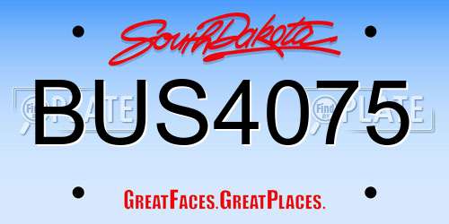 BUS4075 South Dakota License Plate