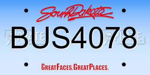 BUS4078 South Dakota License Plate